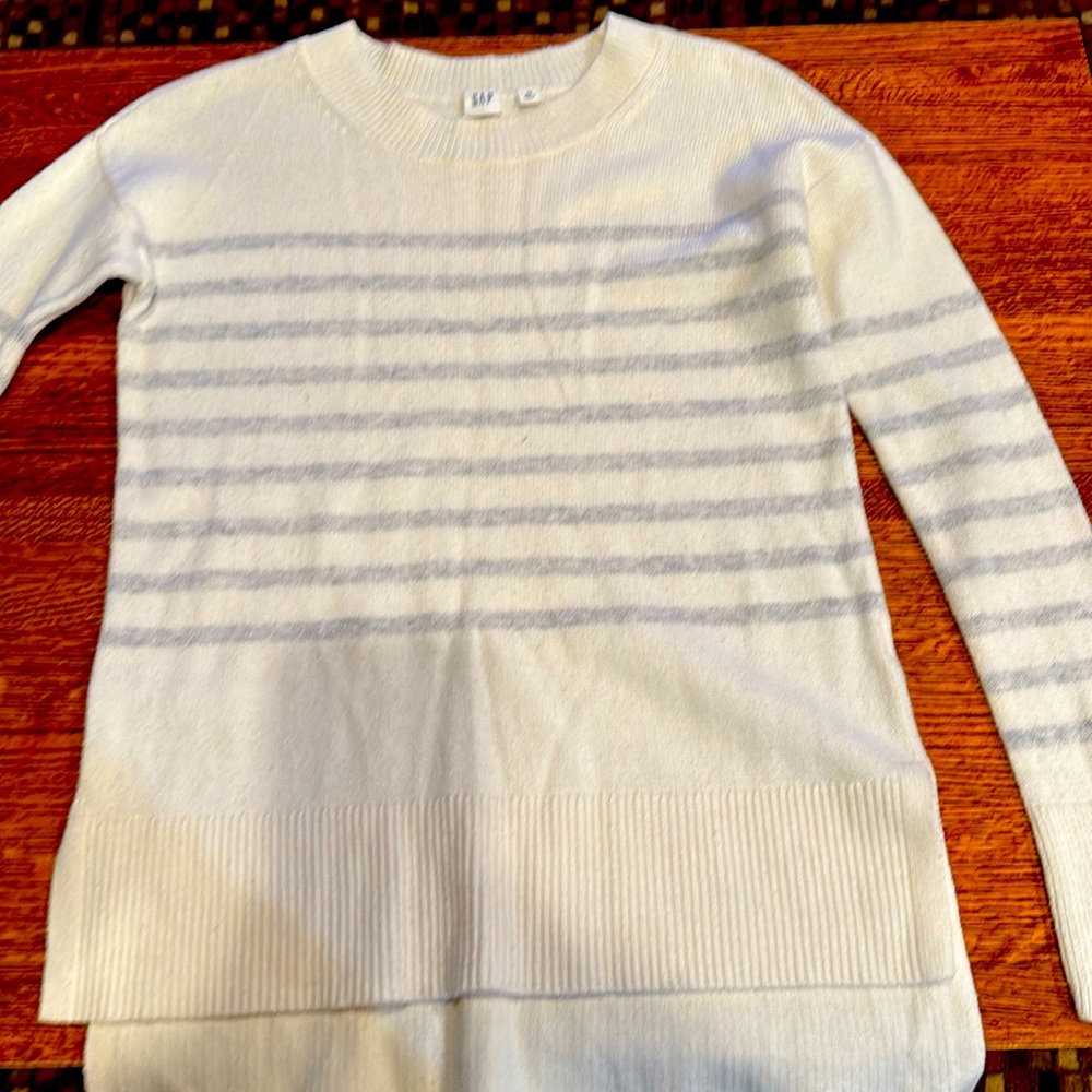 Gap round neck sweater with gray stripes
